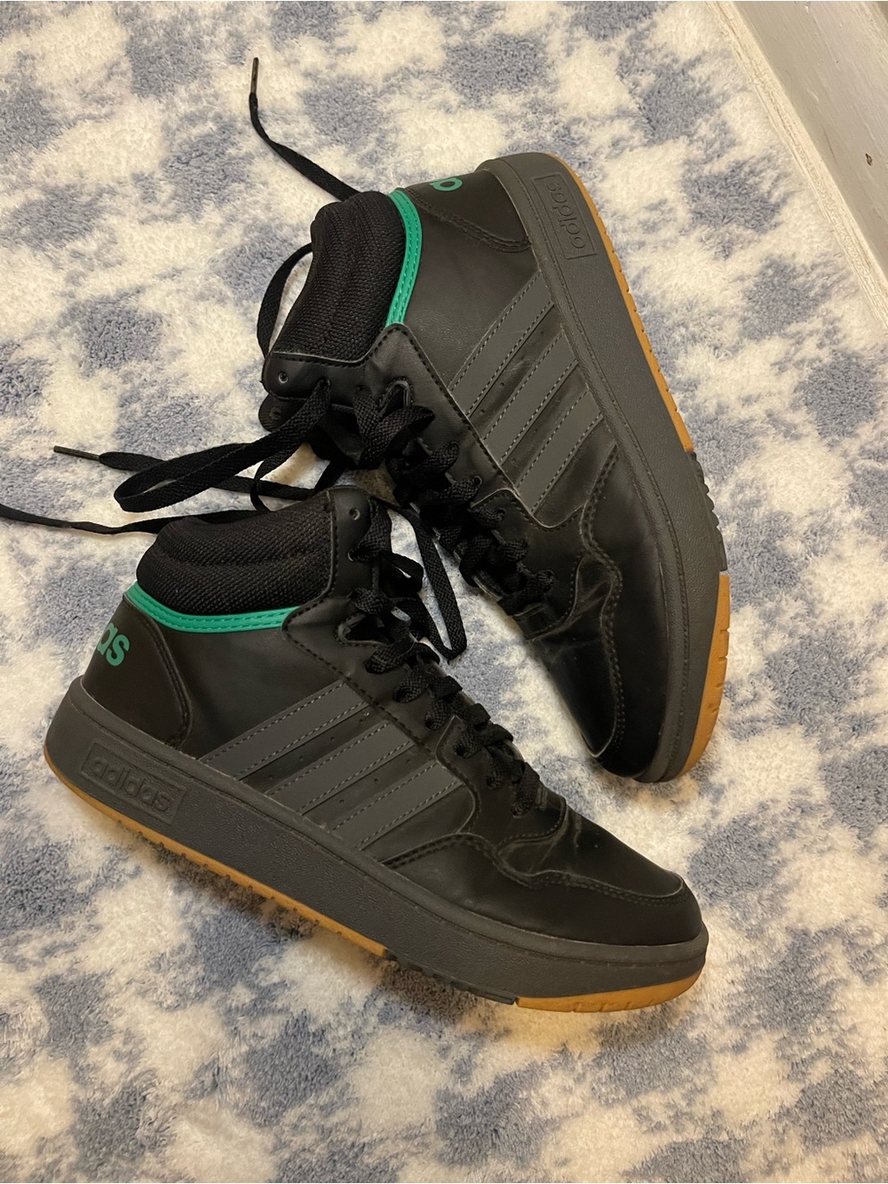 adidas Black High-Top Sneakers with Teal Logo - Picture 3 of 6
